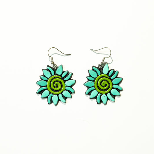 Aqua Spiral Sunflowers