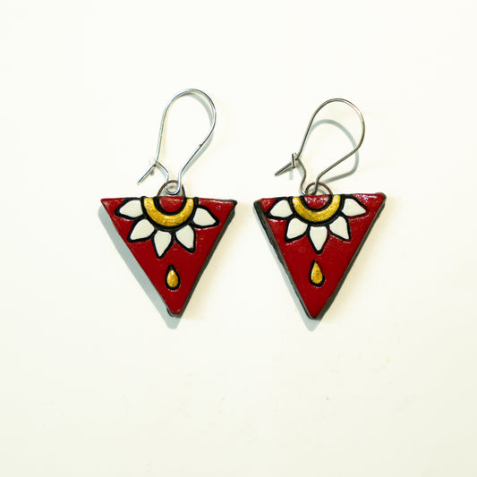 Crimson Bloom Crown Triangles