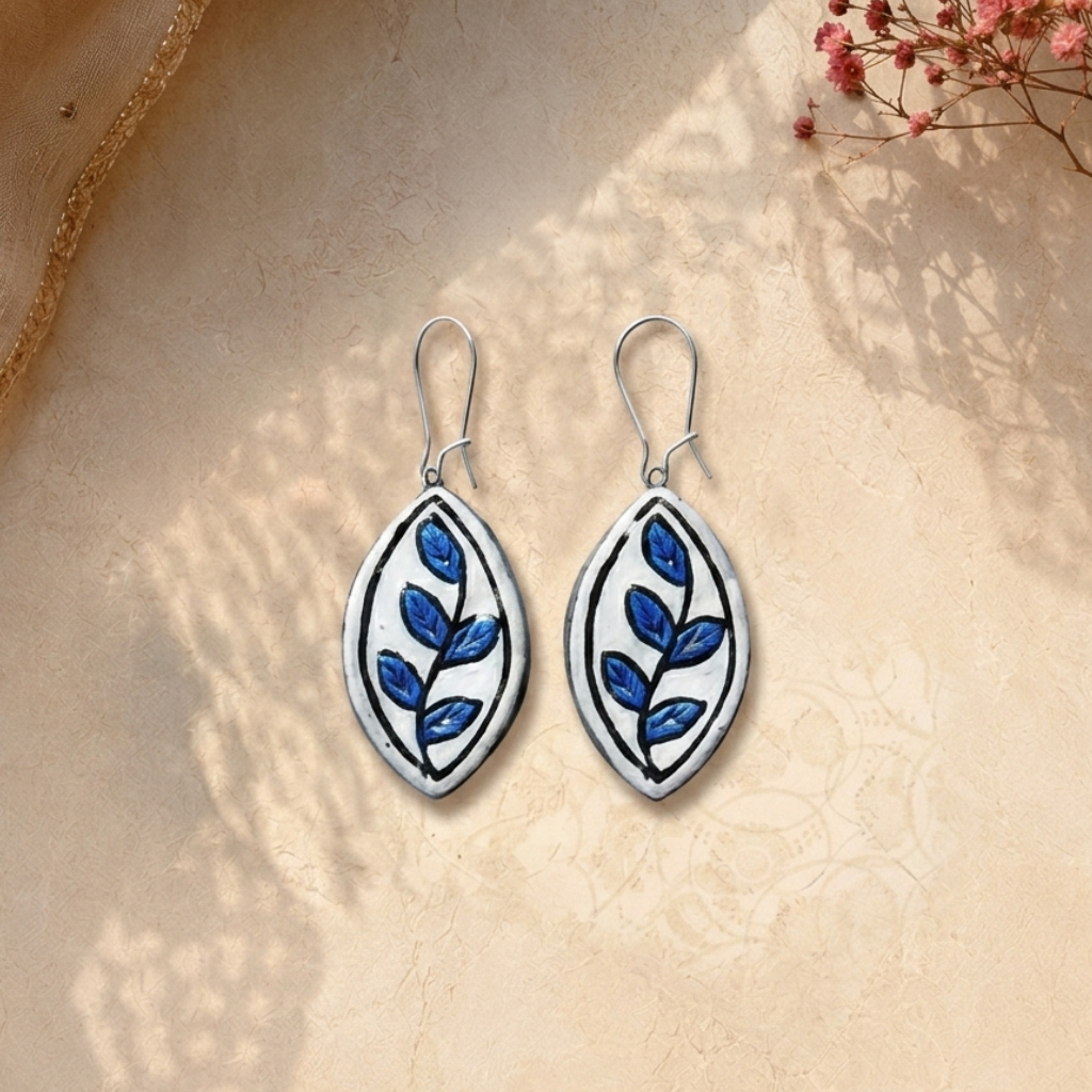 Blue Leaf Earrings