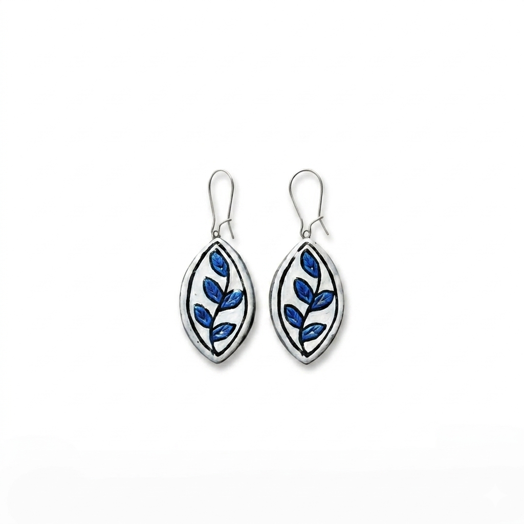 Blue Leaf Earrings